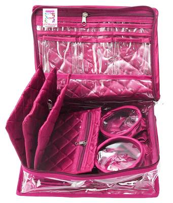 atorakushon Purple Make Up Pouch Jewellery Cosmetic Organizer Necklace Pouches Traveling Kit for Women's set of 2 2