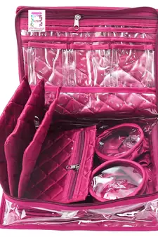 atorakushon Purple Make Up Pouch Jewellery Cosmetic Organizer Necklace Pouches Traveling Kit for Women's set of 2