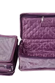 atorakushon Purple Make Up Pouch Jewellery Cosmetic Organizer Necklace Pouches Traveling Kit for Women's set of 2