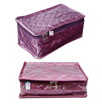 atorakushon Purple Make Up Pouch Jewellery Cosmetic Organizer Necklace Pouches Traveling Kit for Women's set of 2 5