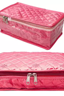 ATORAKUSHON   SATIN PINK MULTIPURPOSE MAKE UP POUCH JEWELLERY COSMETIC ORGANIZER NECKLACE POUCHES TRAVELING KIT set of 2