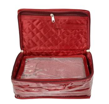 ATORAKUSHON MAROON MAKE UP POUCH JEWELLERY COSMETIC ORGANIZER NECKLACE POUCHES TRAVELING KIT FOR WOMEN'S set of 2 2