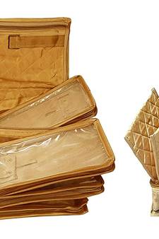 atorakushon Satin Combo Makeup Pouches Cosmetic Necklace Vanity Jewellery Traveling Organizer Storage For Women's gold