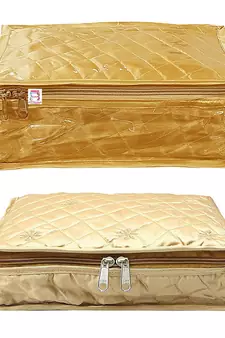 atorakushon Satin Combo Makeup Pouches Cosmetic Necklace Vanity Jewellery Traveling Organizer Storage For Women's gold