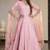 Pink thread embroidery georgette Semi Stitched anarkali salwar