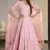 Pink thread embroidery georgette semi stitched anarkali salwar