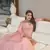 Pink thread embroidery georgette semi stitched anarkali salwar