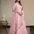 Pink thread embroidery georgette semi stitched anarkali salwar