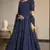 Navy-blue thread embroidery georgette semi stitched anarkali salwar