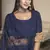 Navy-blue thread embroidery georgette semi stitched anarkali salwar