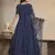 Navy-blue thread embroidery georgette semi stitched anarkali salwar
