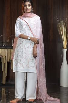 Pink thread embroidery georgette salwar