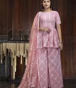 Pink thread embroidery georgette salwar