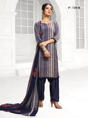 Blue stripes print crepe salwar 1