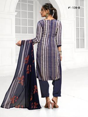 Blue stripes print crepe salwar 2