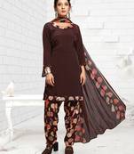 Brown polka dots crepe salwar