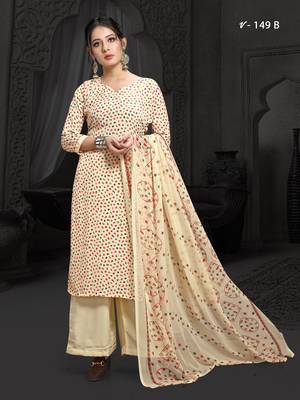 Beige printed crepe salwar 1