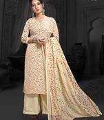 Beige printed crepe salwar