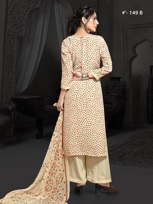 Beige printed crepe salwar 2
