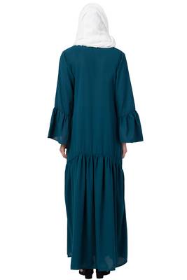 Green MRC Women  A line Designer Frilled abaya 2