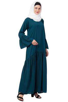 Green MRC Women  A line Designer Frilled abaya 3
