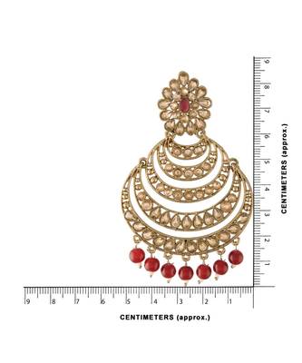 Antique Finish Encased with Kundan & Faux Pearl Chandbali Earrings for Women 5