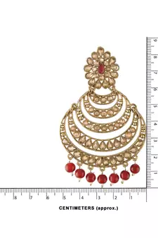 Antique Finish Encased with Kundan & Faux Pearl Chandbali Earrings for Women