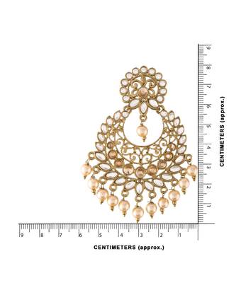 Traditional Gold Plated With Stunning Antique Finish Kundan & Pearl Chandbali Earrings for Women 5