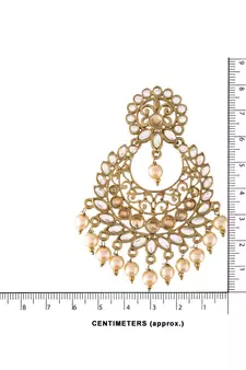 Traditional Gold Plated With Stunning Antique Finish Kundan & Pearl Chandbali Earrings for Women
