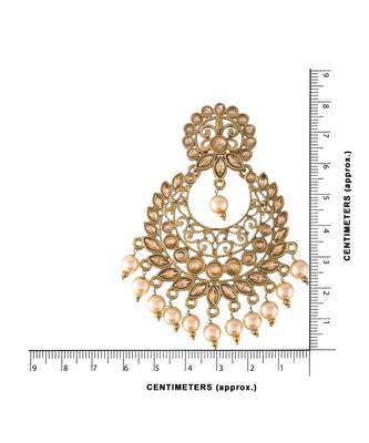Stunning Antique Finish Ethnic Kundan & Faux Big Pearl Chandbali Earrings for Women 5