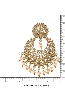 Stunning Antique Finish Ethnic Kundan & Faux Big Pearl Chandbali Earrings for Women