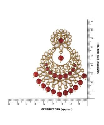 Traditional Gold Plated With Stunning Antique Finish Kundan & Pearl Chandbali Earrings for Women 5