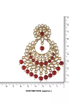 Traditional Gold Plated With Stunning Antique Finish Kundan & Pearl Chandbali Earrings for Women