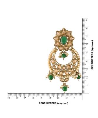 Traditional Gold Plated With Stunning Antique Finish Encased with Kundan & Faux Pearl Chandbali Earrings for Women 5