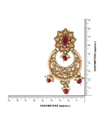 Traditional Gold Plated With Stunning Antique Finish Encased with Kundan & Faux Pearl Chandbali Earrings for Women 5