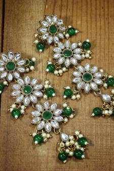 Traditional Gold Plated With Stunning Antique Finish Kundan & Pearl Earrings for Women/Girls (E2866G)