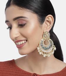 Matt Finish Plated Chandbali Handmade Royal Blue Enamel/Meenakari Kundan & Pearl Earrings for Women (E2860BL)