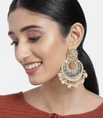 Matt Finish Plated Chandbali Handmade Royal Blue Enamel/Meenakari Kundan & Pearl Earrings for Women (E2860BL)