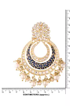 Matt Finish Plated Chandbali Handmade Royal Blue Enamel/Meenakari Kundan & Pearl Earrings for Women (E2860BL)