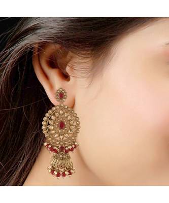 Traditional Gold Plated With Stunning Antique Finish Kundan & Pearl Jhumka Earrings for Women 2
