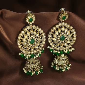 Traditional With Stunning Antique Finish Kundan & Pearl Jhumka Earrings for Women 1