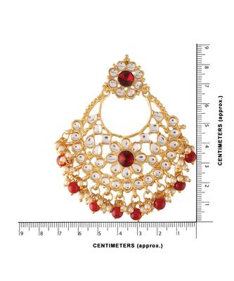Gold Plated Traditional Big Chandbali Earrings studded with Kundan & Stone for Women 3