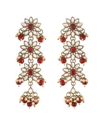 Traditional Gold Plated With Stunning Antique Finish Kundan & Pearl Earrings for Women 3