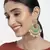 High Gold Matt Finish Plated Big Chandbali Handmade Green Enamel/Meenakari Kundan & Pearl Earrings for Women