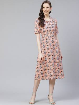 Peach printed rayon kurtas-and-kurtis 1