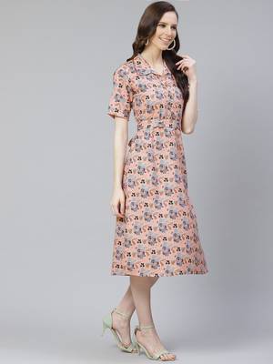 Peach printed rayon kurtas-and-kurtis 2