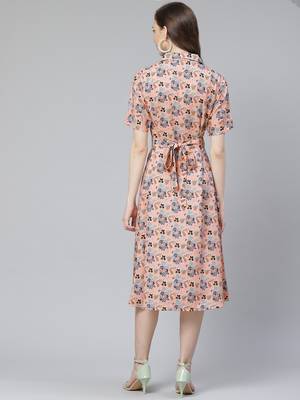 Peach printed rayon kurtas-and-kurtis 3