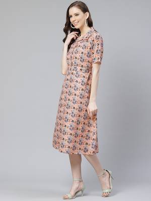 Peach printed rayon kurtas-and-kurtis 5