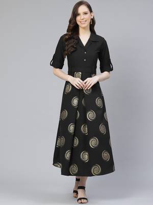 Black printed rayon kurtas-and-kurtis 1