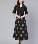 Black printed rayon kurtas-and-kurtis